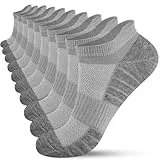 HIYATO 10 Paar Sneaker Socken Herren Damen, Atmungsaktive Sportsocken, Baumwolle Laufsocken Kurz (43-46, 10x Grau)