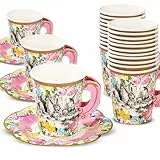 Talking Tables Lot de 12 Gobelets en Papier et Soucoupes Thème Alice au Pays des Merveilles, Décoration, Fête d'Anniversaire, Baby Shower, Mariage, Multicolor