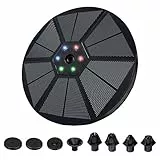 Solar Springbrunnen, 3.5W Solar Teichpumpe mit LED Solar Panel Wasserpumpe mit 7 Düsen Kit Solar Schwimmender Fontäne Pumpe für Teich Brunnen Vogelbad Garten Vogel-Bad Fisch-Behälter (mit Led Licht)