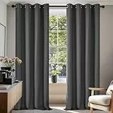 Deconovo Vorhänge Blickdicht Verdunklungsvorhänge Gardinen 2er Set H175 x B140 cm Wohnzimmer Curtains mit ösen Verdunkelung Dunkelgrau