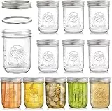 Tebery 12 Stück Mason Jars 16oz Einmachgläser mit Deckel, Vorratsgläser für Marmelade, Honig, Hochzeitsgeschenke, Babynahrung