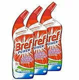 Bref Power WC KraftGel 15x Effekt gegen 99,9 Prozent der Bakterien, 3er Pack (3 x 750 ml), WC Reiniger extrastark für eine kraftvolle Reinigung und Desinfektion