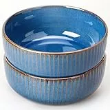 CSYY Salatschüssel aus Keramik, 2PCS 1800ML Große Porzellan Salatschale Oder Suppenschale 21cm,Blau