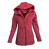 alife & kickin Jacke Parka LoreneAK Damen Softshelljacke, Rot mit Punktemuster, Kapuze, Reißverschluss Gr. M