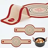 Silikon Brotschlinge Dutch Oven - Antihaft & Leicht zu Reinigen Wiederverwendbare Brotbackmatte Mit Extra Langen Griffen, Brotbackblech Liner 2 Braun Set für Übertragbaren