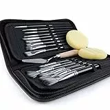 ARTIFY 15-teiliges Pinsel-Set,mittlere Serie, inklusive Pop-Up-Tragetasche mit Palettenmesser und 2 Schwämmen, für Acryl-, Öl-, Aquarell- und Gouachemalerei-schwarz