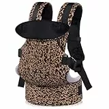 GAGAKU Babytrage für Babys Kleinkinder 4-36 Monate, Verstellbarer 4-in-1 Baby Tragen Ergonomisch Tragehilfe, 4 Tragepositionen, Leicht Atmungsaktive - Leopard