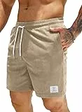 Elegancity Kurze Hosen Herren Sommer Herren Cargo Shorts mit Taschen Elastischer Bund Bermuda Baggy Jogginghose Sporthose Outdoor Kurz Freizeithose Pergament M