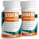 Eisentabletten hochdosiert 730x mit 20 mg Eisen + Vitamin C (20mg) aus Hagebutten - bioverfügbares Eisenbisglycinat + natürliches Vitamin C aus Hagebutten-Extrakt - laborgeprüft mit Zertifikat