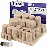 Filzada® Filzgleiter Selbstklebend Set 156 Stück (Eckig und Rund) - Beige - Profi Möbelgleiter Filz Mit Idealer Klebkraft