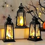3 Stücke Halloween Deko Laterne Mit Led, Herbstdeko Innen Für Tisch, Herbst Dekoration Halloween Deko Outdoor Kerzen Mit Batterie Für Party
