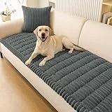 Homaxy Dicke Weiche Sofa überzug, Waschbare rutschfeste Couch überzug, Sofabezüge für Hunde, Haustiere und Kinder, 3 Sitzer Sofaüberwürf für das Wohnzimmer, Dunkelgrau, 70 x 180 cm