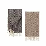 Tuiste Saunatuch Beige Braun 2er Pack, Saunakilt Damen und Herren, Strandtuch, Saunahandtuch, Picknickdecke, Hamamtuch%100 Baumwolle, Strandtücher, Strandhandtuch XXL, Badehandtuch 100x180