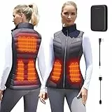 Vofuoti Beheizbare Weste Damen mit 10000 mAh Powerbank,Weihnachten Geschenk für frauen,Slim fit Wärmeweste Leichtgewicht Heizweste mit 5 Heizbereich,Beheizbare Jacke Damen für Innen,Außen,Einkaufen