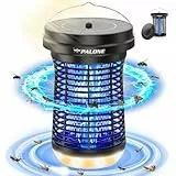 PALONE Insektenvernichter Elektrisch Solar LED, 4500V USB C Wiederaufladbar Elektrischer Mückenlampe mit 3,5W/5V Sonnenkollektor & 3,5M Kabel und Type C Ladekabel für Innen Außen