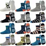 GRPSKCOS Antirutschsocken Kinder Stoppersocken Kinder 12 Paar Rutschfeste Socken ABS Socken für Jungen Mädchen（#1 Jurassisches Jahrhundert 5-7 Jahre）