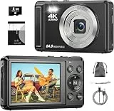 Digitalkamera 4K 64MP, 2.8 Zoll UHD Autofokus Kamera fotokamera, Micro-SD-Karte & Akku,16X Digitalzoom Wiederaufladbare Tragbare Kompaktkameras mit für Anfänger Jugendliche