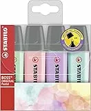 STABILO - Textmarker - BOSS ORIGINAL Pastel - 4er Pack - Hauch von Minzgrün, rosiges Rouge, Schimmer von Lila, zartes Türkis