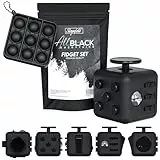 Steynfeld® - Fidget Set mit Fidget Cube inkl. gratis Fidget Popper, schwarz, Fidget Würfel, Fidget popit, ADHS Anti-Stress, Stressabbau, Anti Angst & Nervosität, Konzentrationshilfe