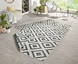 NORTHRUGS Outdoor Teppich Malta-Wendeteppich Wetterfest Modernes Geometrisches Muster Läufer für Balkon Terrasse Garten Wintergarten Wohnzimmerteppich Wasserfest, Polypropylen, Grün,Creme, 160x230cm