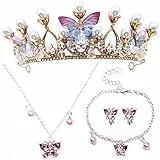 Zliger Diademe für Mädchen Schmetterling Tiara,Schmetterling Tiara Prinzessin Mädchen Krone Kostüm Stirnband Braut Hochzeit Haarschmuck für Cosplay Geburtstag Feier Feiertag Party Geschenk