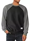 Meilicloth Herren Sweatshirt Raglan Sweat Langarm Crew Neck Casual Colourblock Pullover Schwarz XL