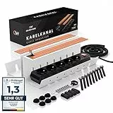 GELSENWERK® Kabelkanal Schreibtisch Weiß - Kabelmanagement Set selbstklebend & verschraubbar - Kabel Organizer & Kabelwanne ohne Bohren - 2er Komplettset für Büro & Home Office
