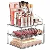 Vtopmart 3 Ebenen Make Up Organizer mit Schublade, Schmink Organizer für Badezimmer, Schminktisch, Acryl Skincare Organizer für Make Up, Kosmetik