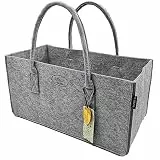 RAIKOU KULT Filz-Tasche Shopper NEU Filzkorb Einkaufstasche Henkeltasche Zeitungskorb Stabile Kaminholztasche Zeitungsständer auch für Spielzeug Garten Picknick Strand (Grau,50x34x27cm)