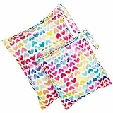 Loscarol 2 Stück Wetbag Kindergarten Groß, Nasstasche Wet Bag Windeltasche Klein, Nassbeutel Kindergarten Personalisiert for Baby Stoffwindeln (Herz)