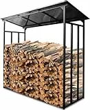 WIELS® Kaminholzregal außen 185x70x185cm, Brennholzregal außen XXL, Metall Kaminholzregal, Garten Kaminholzunterstand 3,3 SRM / 2,3m³ Kaminholzlager, Holzlager (Ohne Wetterschutz, 185x70x185cm)