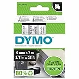 DYMO Original D1-Etiettenband | 9 mm x 7 m | schwarz auf weiß | selbstklebendes Etikettenband | für LabelManager-Beschriftungsgerät