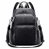 ALTOSY Echtleder Damen Rucksack Tasche Elegant Anti-Diebstahl Tagesrucksack Schultertasche (S81, Schwarz)