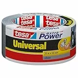 tesa extra Power Universal Gewebeband - Gewebeverstärktes Ductape zum Reparieren, Befestigen, Bündeln, Verstärken oder Abdichten - 25m x 50mm - Grau