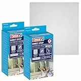 tesa INSECT STOP 2-in-1 Pollen- und Fliegengitter Premium - zuschneidbarer, transparenter Pollenschutz für Allergiker - inkl. selbstklebendem Klettband - Anthrazit - 2x 130 cm x 150 cm