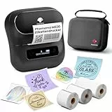 Phomemo M220 Etikettendrucker, Bluetooth Thermo Etikettenmacher,Tragbarer Etikettiergerät für Kleinunternehmen,Haushalt,Schule,Aufkleber Drucker mit 3 Rollen Selbstklebend Etiketten und 1 Etui