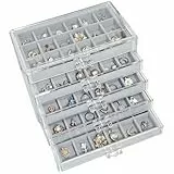 Kongming Acryl Schmuckkästchen 5 Ebenen, Schmuckkasten mit 5 Samt Schmuckaufbewahrung Schublade Jewelry Organizer mit Aufnehmbare Tabletts für Schmuck Aufbewahrung, Halsketten, Ringe, Ohrringe (Grau)