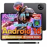 TECLAST P50T Android 16 Tablet 11 Zoll Gemini AI, 90Hz Display, T7200 Octa Core Gaming Tablets, 2.4G+5G WLAN, 12GB RAM+128GB ROM(5TB TF), 7000mAh, Widevine L1, GPS/13MP/GMS/OTG, Tablet mit Stift, 2026