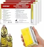 HONYAO Rettungsdecke 3 Stück, Erste Hilfe Decke Gold Silber, 210×160cm, Notfalldecke Perfekt für Outdoor, Wandern, Überleben, Marathons oder Erste Hilfe, Robust, Reißfest & Wasserdicht