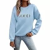 Fulidngzg Pullover Damen Sweatshirt Briefe Drucken Weihnachtspullover Langarm Rundhals Pulli Herbst Winter Frauen Locker Oberteil Sport Streetwear Sweatshirts ohne Kapuze Bluse Tops