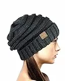 NYFASHION101 Lose bauschige Winter Strickmütze Beanie - Metall Grau