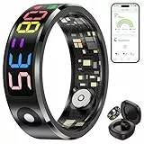 Haulvean Multifunktionaler Smart Ring mit Display - Herzraten & Schlafüberwachung, 5ATM Wasserdicht, Langzeitbatterie, Android & iOS kompatibel Gesundheit Tracker