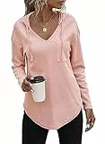 Tanmolo Kapuzenpullover Damen Baumwolle Hoodie Pullover Sweatshirt Langarm Tops Casual Oberteile Hellrosa, M
