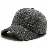 JA DENGIOR Basecap Herren Winter mit Ausklappbarem Ohrenschutz,Wintermütze Unisex Baseballmütze,Wintercap Herrencap Herbst/Winter Weichem Innenfutter Schirmmütze Outdoor Cap Herren