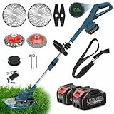 Bürstenloser Rasentrimmer mit Akku & Freischneider mit Unkrautbürste, Rasentrimmer für Makita-Akku und Garten Trimming, 750w Bürstenloser Motor, 180° Collapsible, 90° Trimmwinkel(Inkl2 x 4,0Ah Akku)