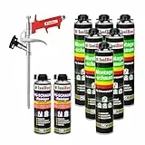 Isolbau Bauschaum-Set - Inkl. 6 x 1K Montageschaum B2 Pistolenschaum mit hervorragender Schall und Wärmedämmung (je 750 ml), 2 x PU-Schaum-Reiniger (500 ml) & 1 x Schaumpistole, Verfüllen