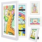 Hipsignal Kinder Bilderrahmen, 1 Stück A4 Befüllba Bilderrahmen für Kinder mit Frontöffnung und Halterung zum Aufhängen oder Aufstellen von Kinderzeichnungen, Kunstprojekten (Weiß)