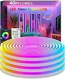 httpsmp 12M RGB Neon LED Strip Lights, Musik Sync, 24V Flexible Streifen mit App/Fernbedienung anwendbar auf Schlafzimmer, Raum & Außendekoration