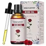 Migcaput Rosenöl Ätherisches Öl 100ml,100% Reine Natürliche Rose Oil für Gesichts und Hautpflege, Diffuser, Luftbefeuchter, Aromatherapie, Massage, Entspannung, Seifenherstellung