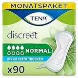 TENA Normale Damenhandtücher für leichte bis mittelschwere Blasenschwäche, monatliche Packung mit Inkontinenzeinlagen für Damen, 90 Stück, Verpackung kann variieren